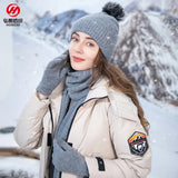 Solid Colour Wool Warm Hat Scarf Gloves three-piece Men And Women Autumn Winter Wind Cold Wool Ball Padded Soft Knitting Set