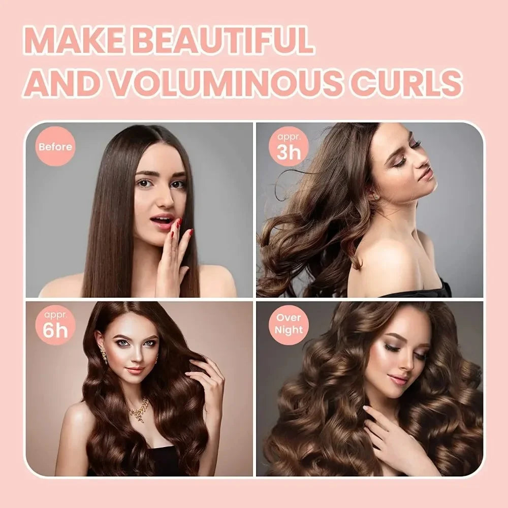 Heatless Hair Curler Satin Sleeping Cap Set No Heat Hair Rollers Curling Rod Headband Soft Curlers Lazy Curls Bonnet Night Hat