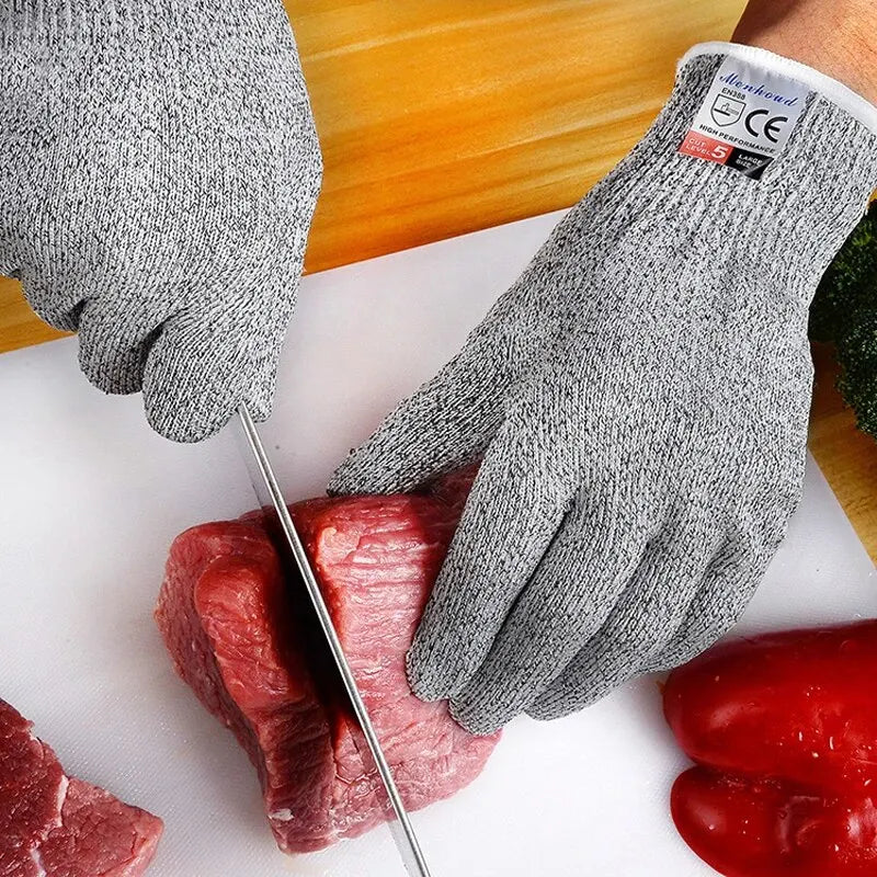 A Pair Anti Cut Proof Gloves Hot Sale Grey Black Anti Cut Level 5 Safety Work Gloves Glass Cutting Safety Protection