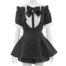 Japanese Style Gothic Y2k Lolita Plaid Rhinestone Bow Dress Shorts Set Sweet Women Puff Short Sleeve Button Shirt Party Dresses