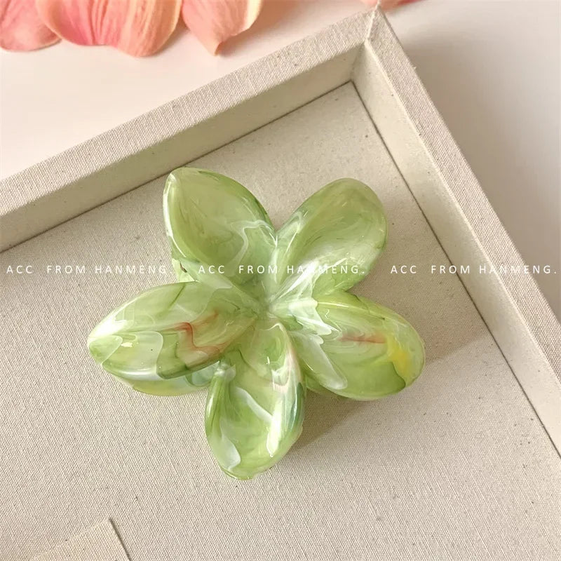 Summer Acrylic Flower Hair Clip for Women Marble Texture Hair Claws Clips Trendy Girl Hairpin Korean Hair Accessories Headwear