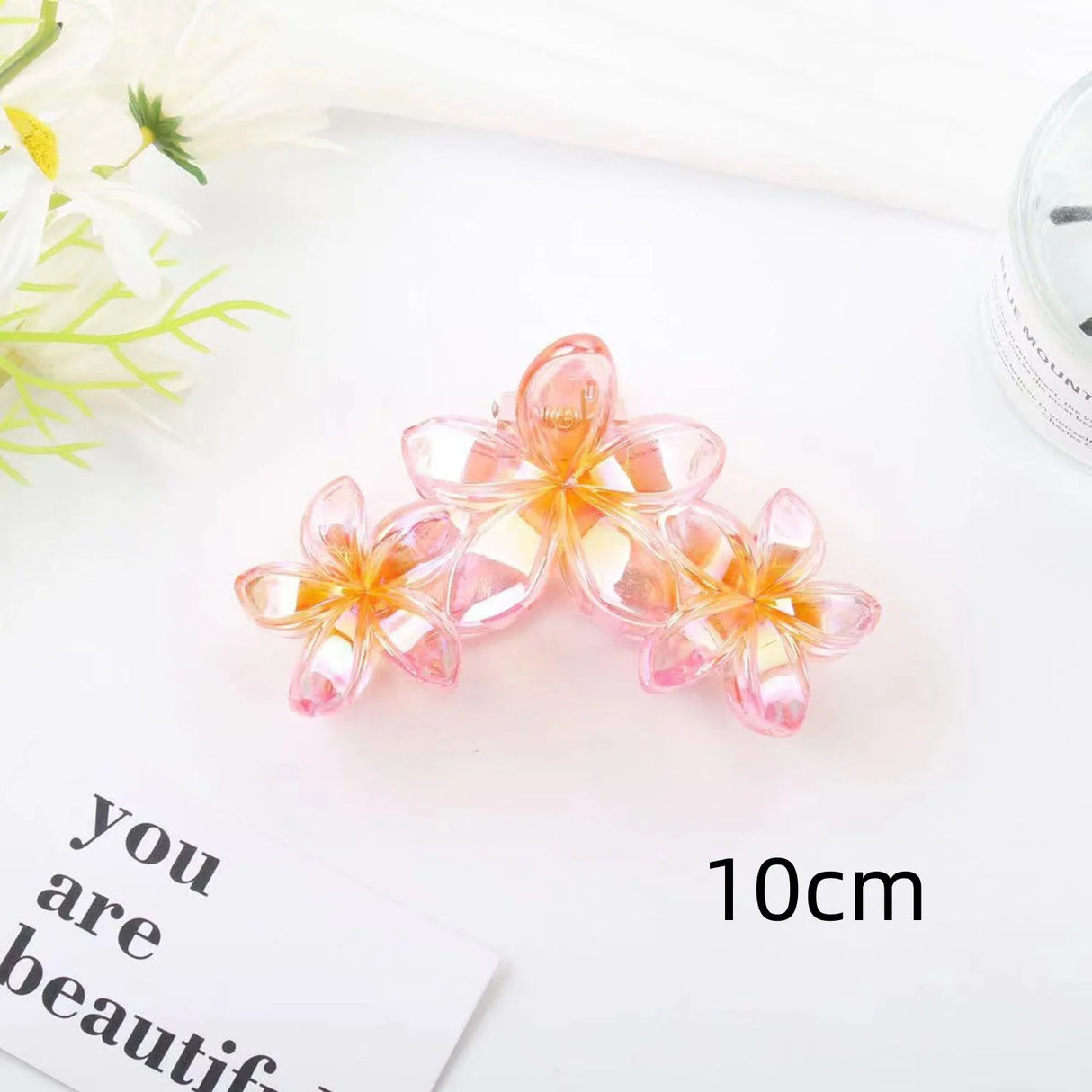 3 Head Plumeria Hair Clips Frangipani Flower Hair Claw Clip Trendy Crab Hair Claw Barrettes Hair Accessories For Girls