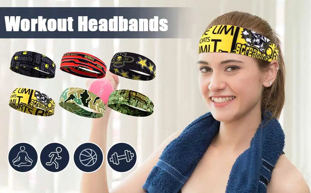 Men Women Sport Headband Skull Ghost Sweat Bandage Elastic Tennis Yoga Gym Headwear Fitness Running Sweatband Hair Accessories