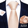 Brand Fashion 8 cm Tie For Men Woven Festive Present Tie Handkerchief Cufflink Set Necktie Shirt Accessories Red Striped