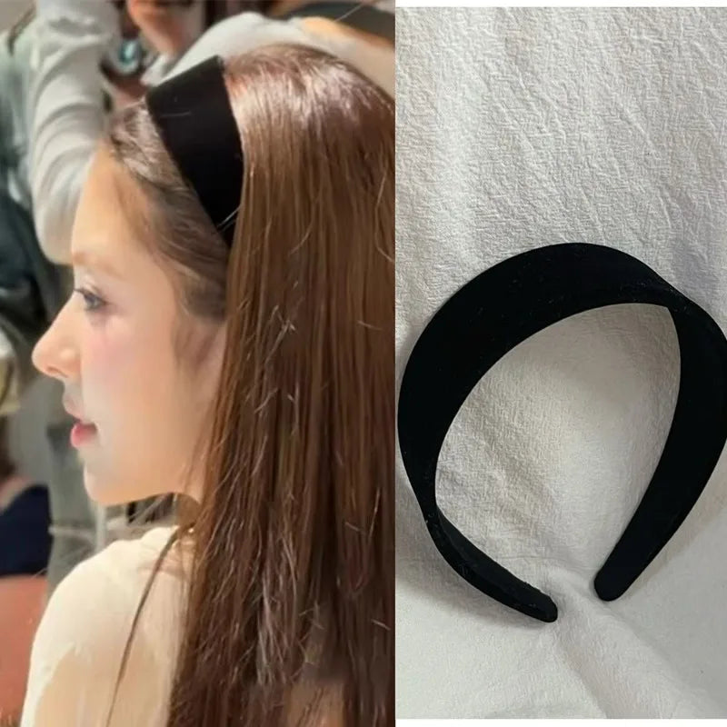 Fashion Autumn Winter Black Soft Velvet Cloth Hairbands for Women Girls Casual Shopping Face Washing Dress Up Hair Accessories