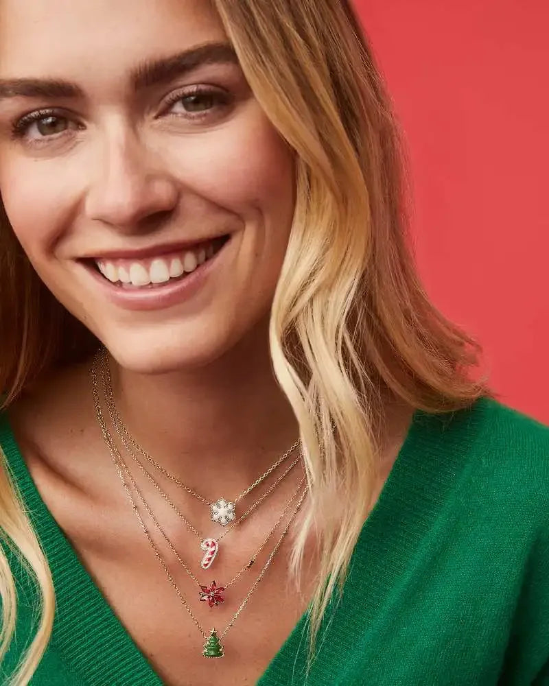 VKVVA Fashion Jewelry Candy Cane Christmas Tree Snowflake Short Pendant Necklace for Women Unique Gifts