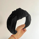 PROLY New Fashion Hairband For Women Solid Color Wide Side Headband Warm Canary Velvet Turban Winter Hair Accessories Wholesale