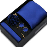 Top Quality Solid color Ties Hanky Cufflinks Brooch Set Elegant Jacquard Necktie For Men Business Wedding In Gift Box Gravatas