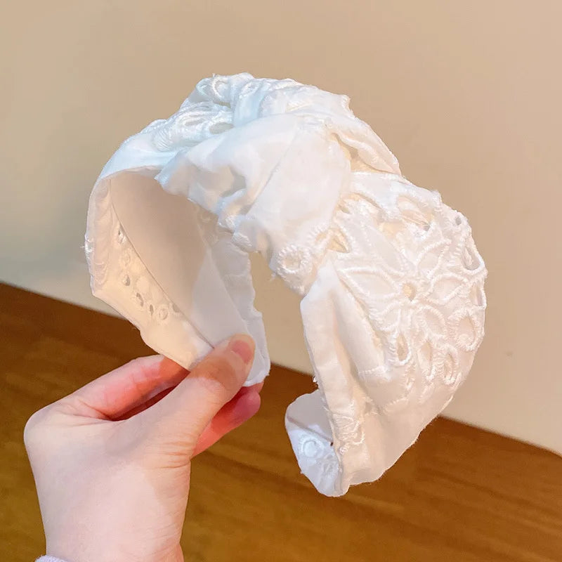 knotted Wide Headbands For Women Girls Headwear Fashion Embroidery Fabric Hairbands Female Hair bands Hoop Hair Accessories
