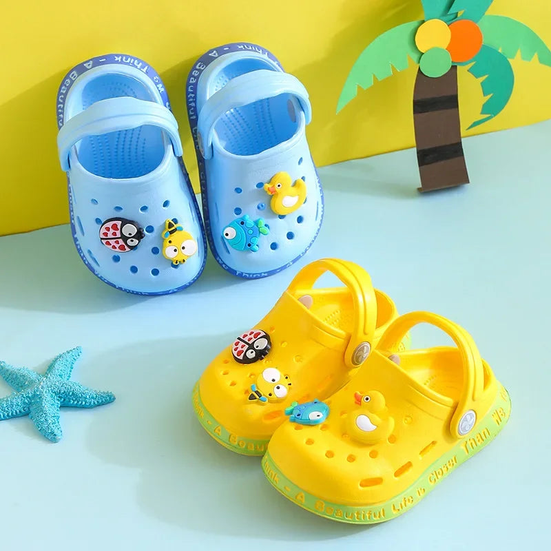 Summer Kids Sandals Children Hole Shoes Slippers Soft Non-slip Cartoon DIY Design Beach Sandy Slipper Shoe for Boys Girls