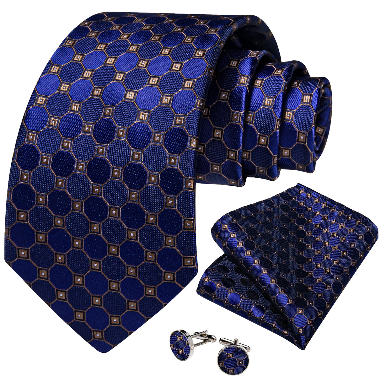 2023 New Blue Ties for Men Luxury Paisley Striped Check Silk Polyester Men's Wedding Party Necktie Accessories Handkerchief Gift