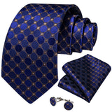 2023 New Blue Ties for Men Luxury Paisley Striped Check Silk Polyester Men's Wedding Party Necktie Accessories Handkerchief Gift