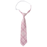 Adjusted Pre-Tied Necktie Elegant Pink Checkered Neck Tie Japanese JK Cosplay Bowtie Bowknot for School Uniform Neckwear