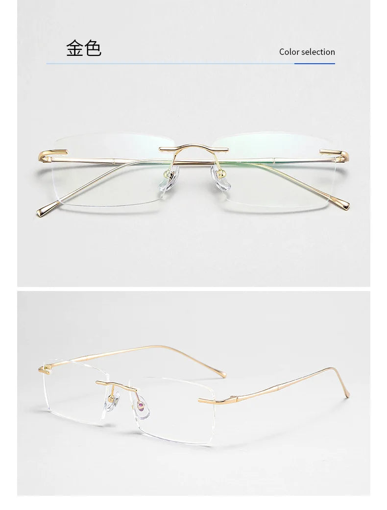 Ultra-light Pure Titanium New Rimless Glasses Frame Anti-blue Light Optical Frames Customize Prescription Eyeglasses for Men