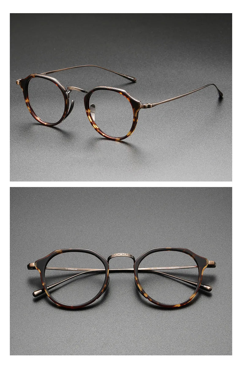 2025 New INS Men's Ultra Light Pure Titanium Glasses Frame Fashion Trend Women's Anti Blue Light Glasses Polygonal Prescription