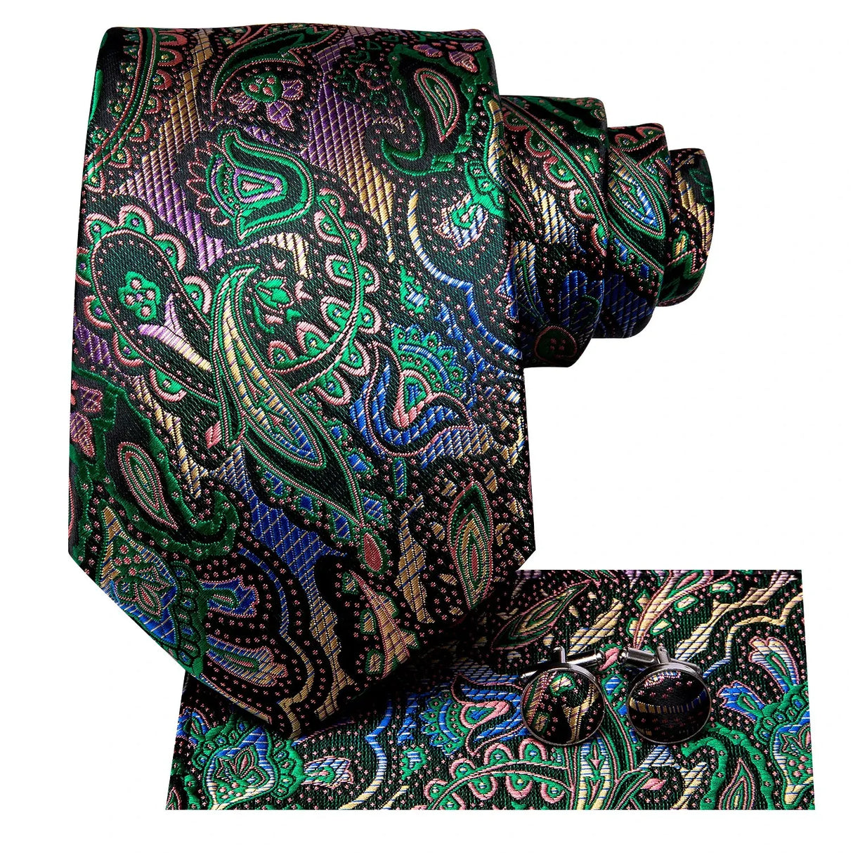 Hi-tie Teal Blue Paisley Gift Mens Classic Necktie Handkerchief Cufflink Set Business Party Wedding Tie For Men