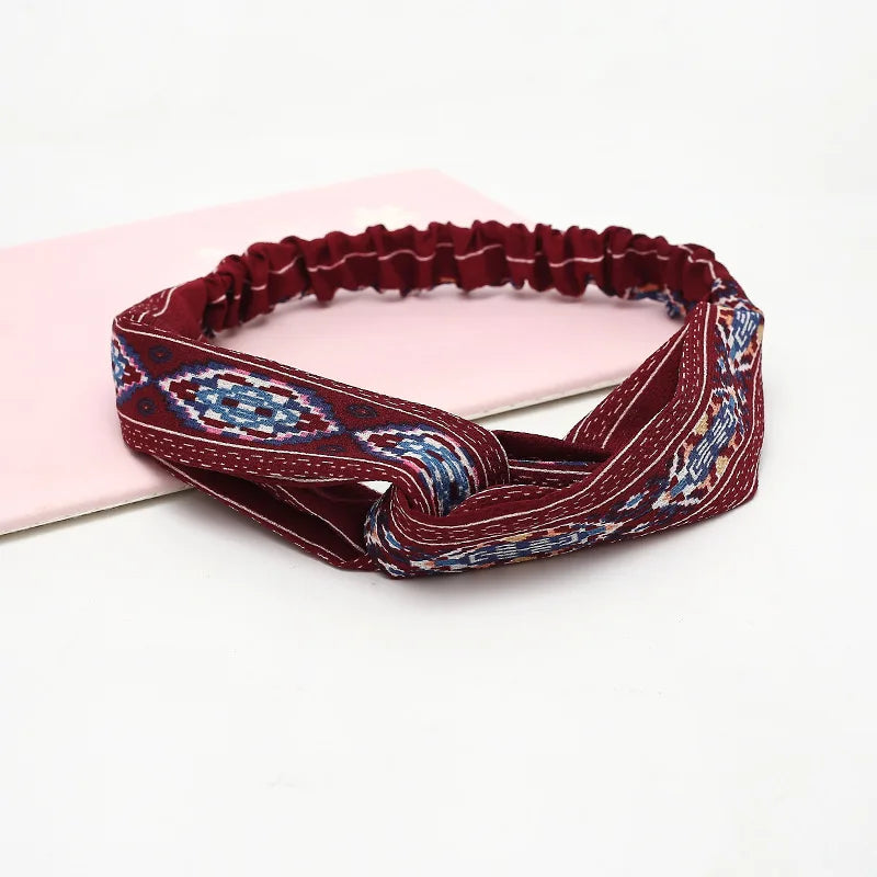 Women Headband New Fashion Hair Bands Bohemian Cross Elastic Hair Band For Ladies Black Purple Female Head band Hair Accessories
