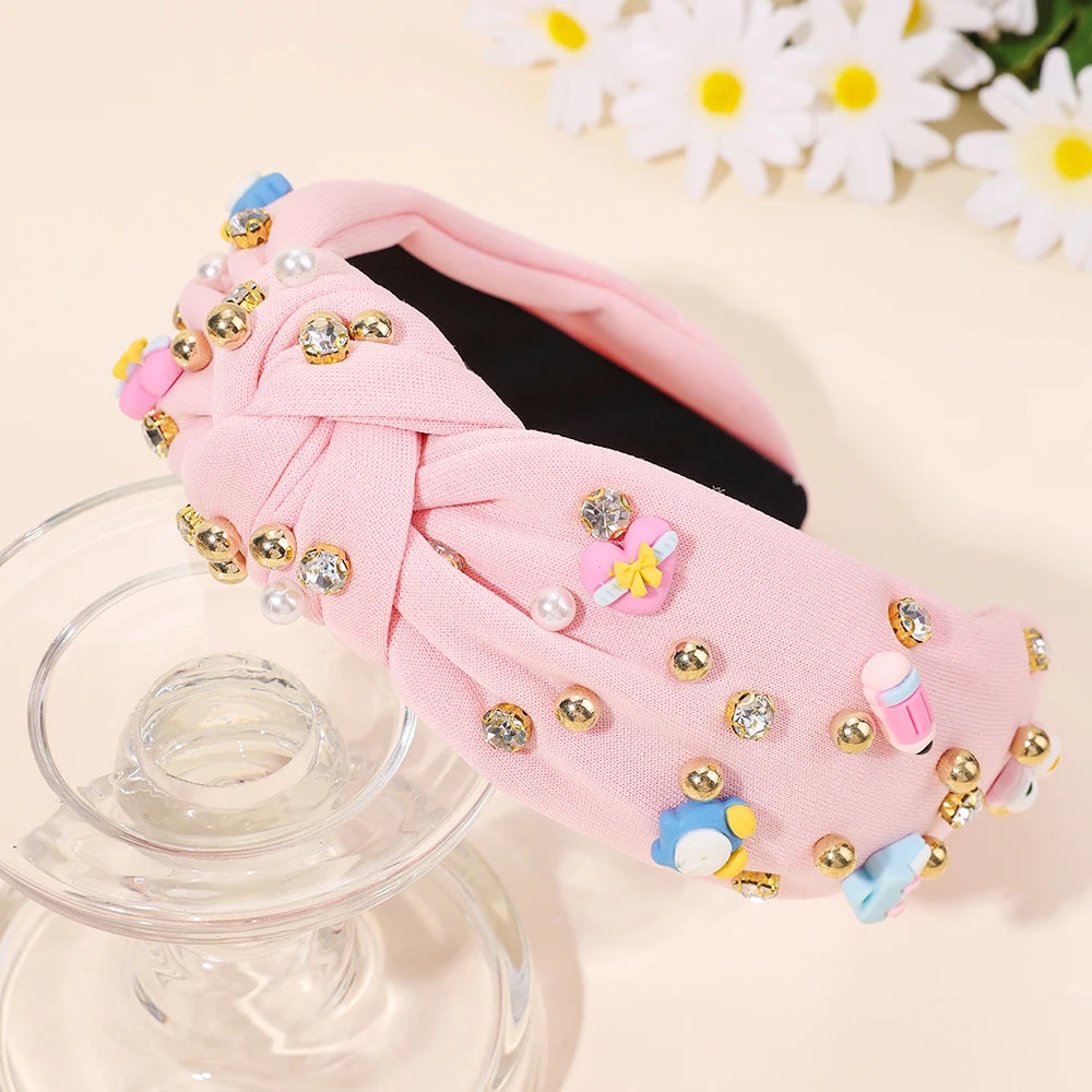 Knotted Wide Headbands Diadem For Back To School Pearls Pencil Hair Bands Kids Head Hoop Girls Children Daily Tiara Accessories