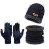 3pcs/Set Warm Plush Lined Knit Beanie, Scarf & Gloves Set, Winter Accessories