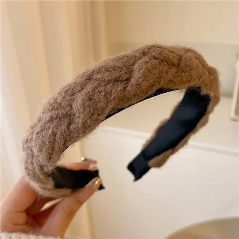 Fashion Vintage Elastic Hair Band Lattice Print Sponge Headband Womens Girl Wide Side Hairband Hair Hoop Female Hair Accessories
