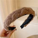 Fashion Vintage Elastic Hair Band Lattice Print Sponge Headband Womens Girl Wide Side Hairband Hair Hoop Female Hair Accessories