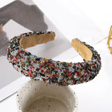 Women Headband Artificial Crystal Embellished Wide Band Headwear Elastic Anti-slip Luxury Fashion Ladies Hair Hoop Accessories 