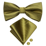 Dropshipping Solid Silk Mens Bow Tie Hanky Cufflinks Set Pre-tied Butterfly Knot Bowtie Wholesale for Male Wedding Business