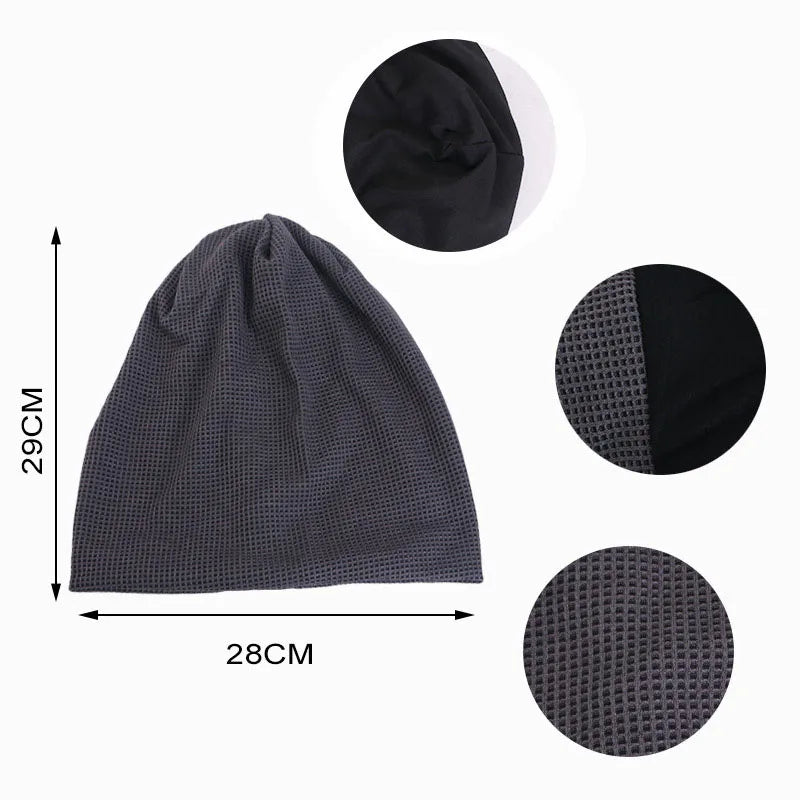 Unisex Men Women Beanie Cotton Night Sleep Cap Bonnet Chemo Hat Headwear Turban Baggy Hair Care Nightcap Pullover Hat Solid Colo