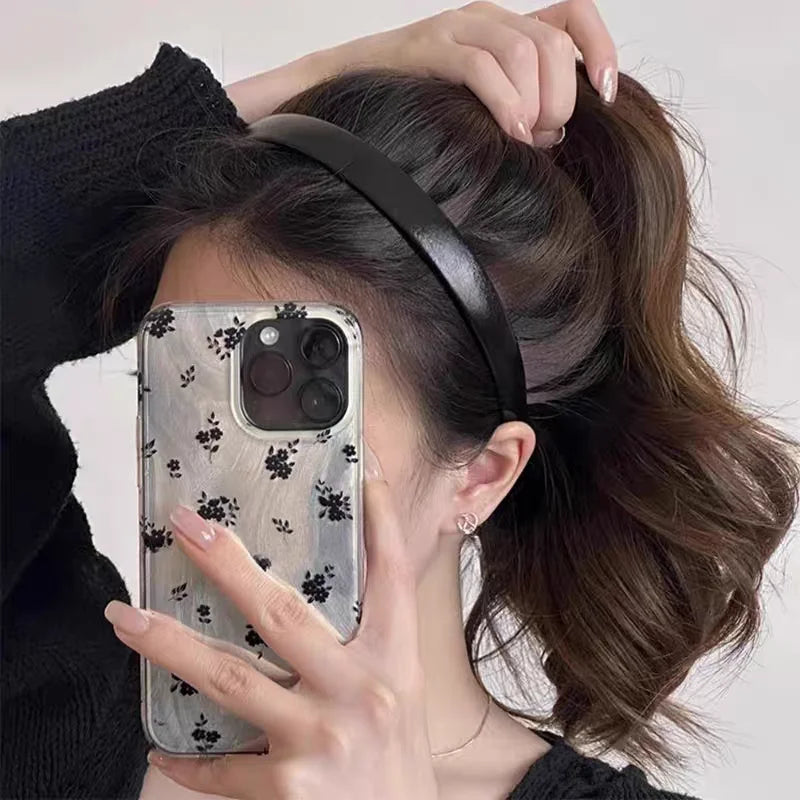 New Europe and America Elegant Gold Sliver Leather PU Hairband Headband for Women Girls Hair Bands Hair Accessories