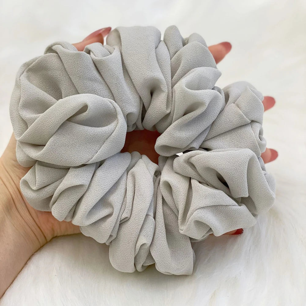 Elastics Chiffon Hair Band Solid Color Big Circle Scrunchies for Women Girl Ponytail Holder Hair Rope Hairband Hair Accessoires