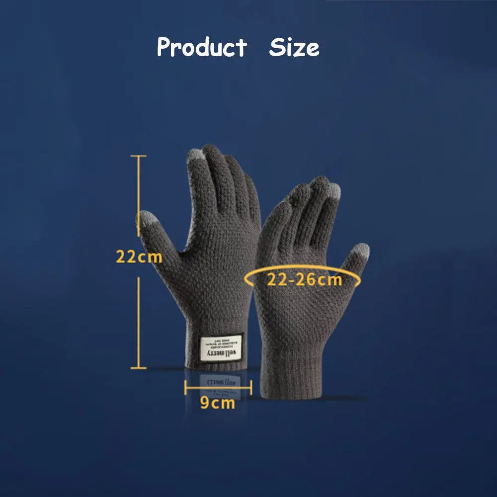 Winter Men Knitted Gloves Touch Screen Cycling Mittens Thicken Warm Wool Cashmere Solid Business Gloves Autumn Winter