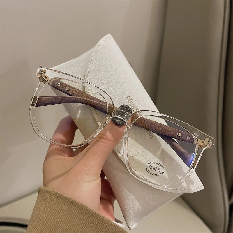Luxury Blue Light Blocking Reading Glasses Women Men Wooden Legs Presbyopia Eyeglasses HD Lens Farsighted Eyewear with Diopter