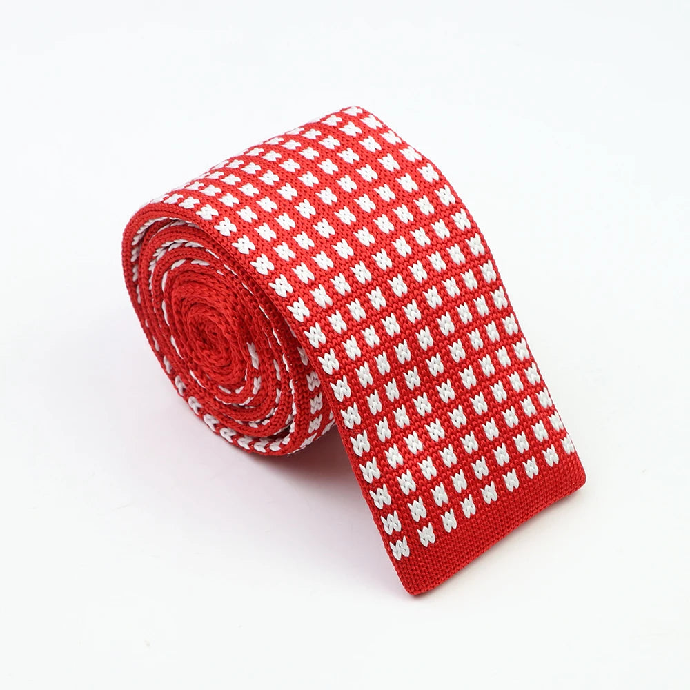 Classic Knit Neck Ties For Men Casual Suits Tie Plaid Dots Leisure Warm Mens Neckties For Business Wedding 6cm Width Men Ties