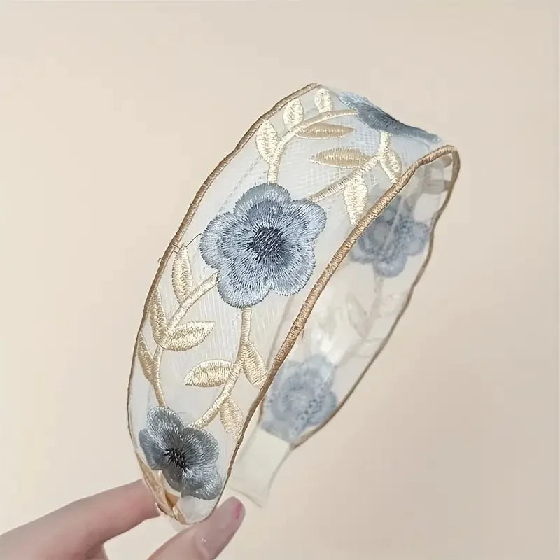 3Pcs Bohemian Embroidered Floral Headbands Wide Band Hair Accessories Vibrant Multicolor Flowers High-Quality Fabric for Women
