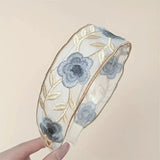 3Pcs Bohemian Embroidered Floral Headbands Wide Band Hair Accessories Vibrant Multicolor Flowers High-Quality Fabric for Women
