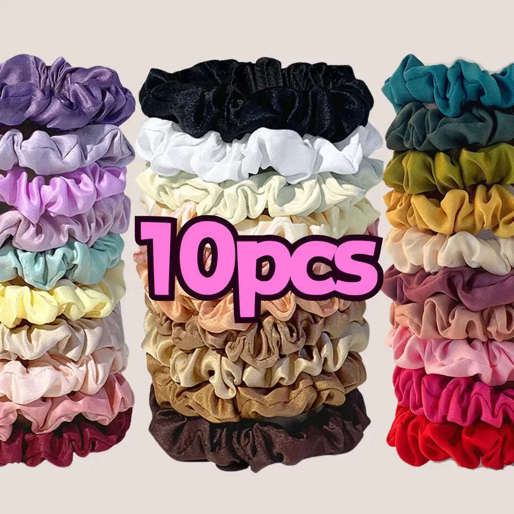 10pcs/pack Solid Color Elastics Hair Ties For Women Thick Hair Soft No Hurt Hair Ponytail Holder Hair Rope Hair Accessories Hot