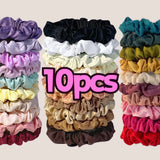 10pcs/pack Solid Color Elastics Hair Ties For Women Thick Hair Soft No Hurt Hair Ponytail Holder Hair Rope Hair Accessories Hot