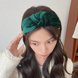 PROLY New Fashion Hairband For Women Solid Color Wide Side Headband Warm Canary Velvet Turban Winter Hair Accessories Wholesale
