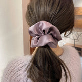 Korean Woman Elegant Satin Elastics Hair Band Solid Color Scrunchies Hair Ties Ladies Ponytail Holder Girls Hair Accessories