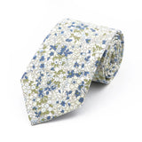 New Chic Floral Tie For Men Women 100% Cotton Beautiful Elegant Flower Necktie White Blue Narrow Skinny Wedding Casual Cravat