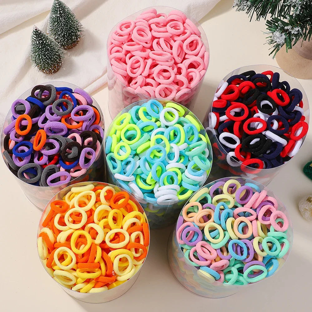 50PCS Colorful Basic Nylon Ealstic Hair Ties for Girls Ponytail Hold Scrunchie Rubber Band Kid Fashion Baby Hair Accessories