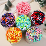 50PCS Colorful Basic Nylon Ealstic Hair Ties for Girls Ponytail Hold Scrunchie Rubber Band Kid Fashion Baby Hair Accessories