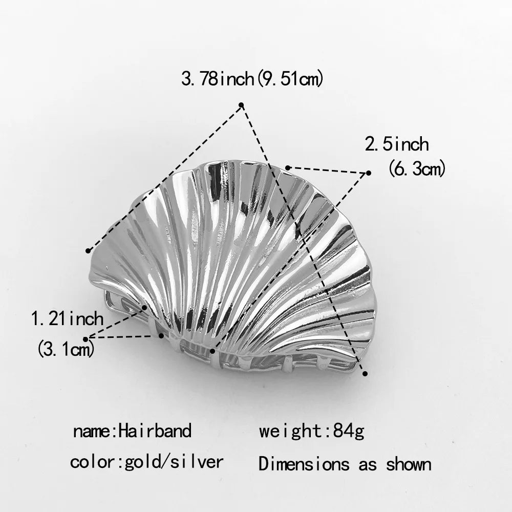 Metal Irregular Texture Shell Shape Hair Claw Clips for Women Girls Hairclip Ponytail Hair Pins Fashion Jewelry Hair Accessories