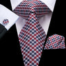 Hi-Tie Designer Grey Plaid Novelty Silk Wedding Tie For Men Handky Cufflink Gift Mens Necktie Fashion Business Party Dropshiping