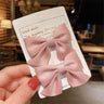 2Pcs/Set Hair Clips Solid Color Grosgrain Ribbon Bowknot Baby Hair Pins Bangs Barrettes Photo Props Gifts