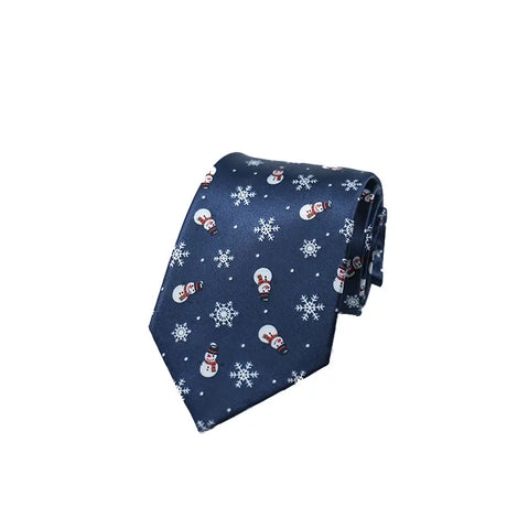 HUISHI 8cm Men's Christmas Tie High-density Blue Green Christmas Tree Elk Snowman Printed Neckties Celebration Party Anime Ties