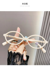 Elliptical Artistic Style Myopia Glasses Retro Small Frame Flat Lenses Ultra Light Finished Near Sight Eyewear Fashion Goggles