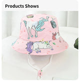 Cartoon Printing Baby Bucket Hat Cotton Breathable Kids Fisherman Hat Infant Toddle Sun Hat With Drawstring