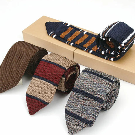 Classic 7CM Mens Ties Knitted Tie Stripes Solid Formal Bridegroom Wedding Business Knit Necktie Neck tie Accessories