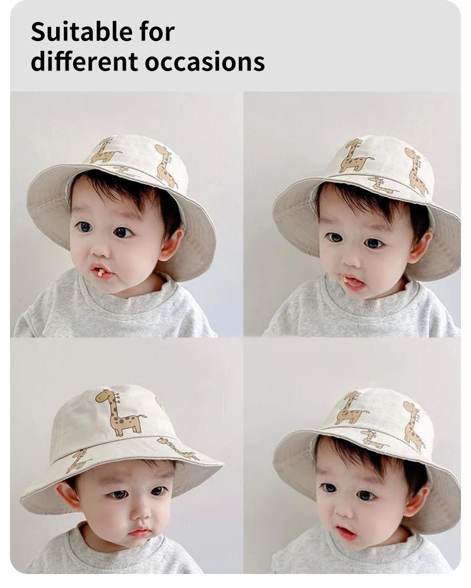 Cartoon Giraffe Baby Bucket Cap Outdoor Beach Children Sun Hat Kids Panama Cap Baby Boys Girls Cap